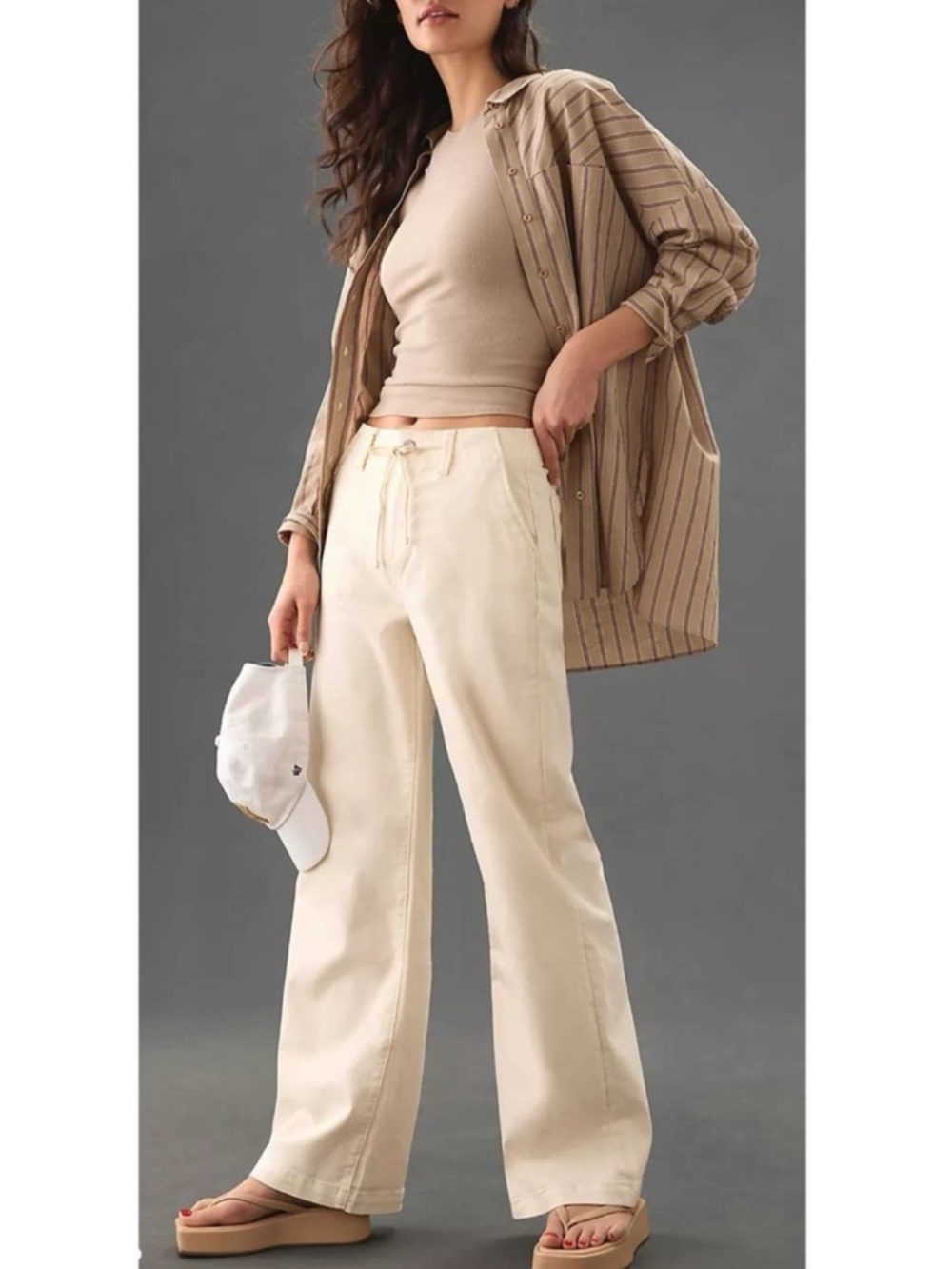 Paige High Rise Wide Leg Ankle Jeans Sz 24 Cream Ivory Carly